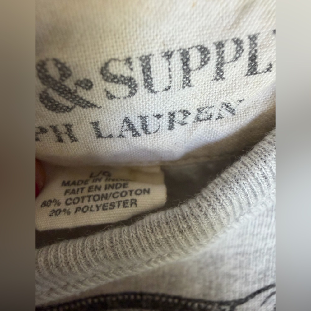 Denim & Supply Ralph Lauren Gray Crewneck Sweater with Dark Floral Skull Cotton - Picture 6 of 6